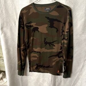 Polo Ralph Lauren, camouflage, large long sleeve thermal, waffle, knit shirt.